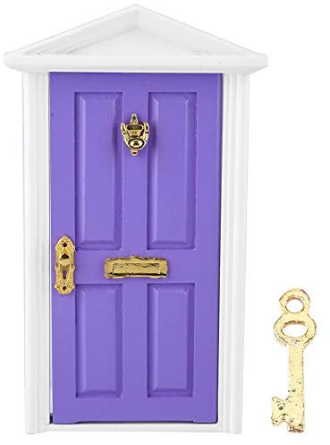 Wooden Doll Door, 1: 12 Doll House Miniature Colorful DIY Wood Door Children Funny Toy Gift Decoration Furniture Accessories for Dolls (Purple)