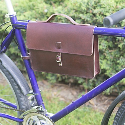 London Craftwork Satch-Cher Rahmentasche für Fahrrad, echtes Leder, Kirsche