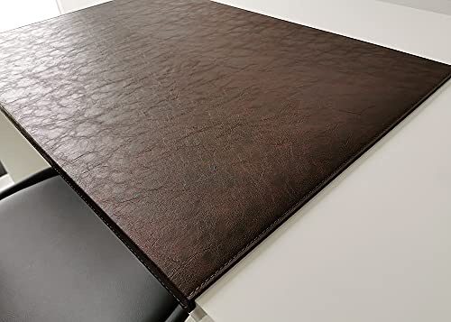 Gewinkelte Schreibtischunterlage mit Kantenschutz in Lora Leder 60 x 38 dunkel braun