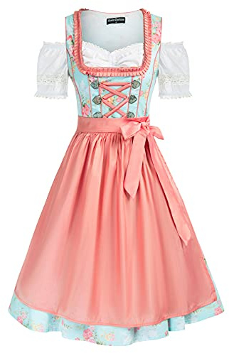 Scarlet Darkness Dirndl-klänning för dam, för oktoberfest, traditionell ölfestival, tysk, bayersk, outfit, fin klänning, L