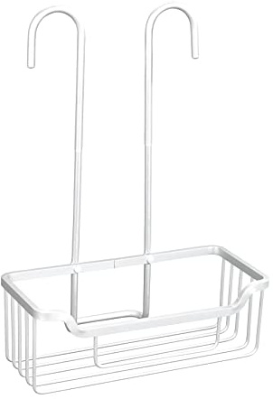 WENKO Thermostat-Dusch-Caddy Milo, Duschregal mit Kunststoffkappen zum Einhängen an die Armatur in der Dusche für zusätzliche Stellfläche, Duschablage aus Aluminium 25 x 36 x 14 cm, Silber