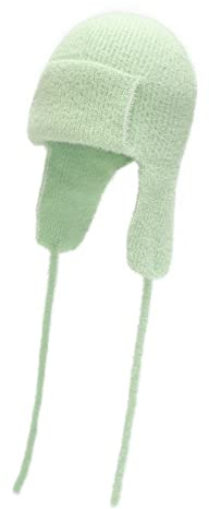 ZLYC Damen Winter Fliegermütze Trappermütze Strickmütze Beanie Warme Ski Mütze(Einfaches Hellgrün)