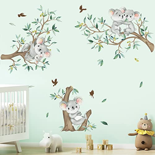 decalmile Wandsticker Koala Baum Wandtattoo Koalabär Tiere Baum | Abziehbare und Aufklebbare Wandaufkleber, DIY Abnehmbare Wandkunst Abziehbilder, Wandfreundlich, Leuchtenden Farben