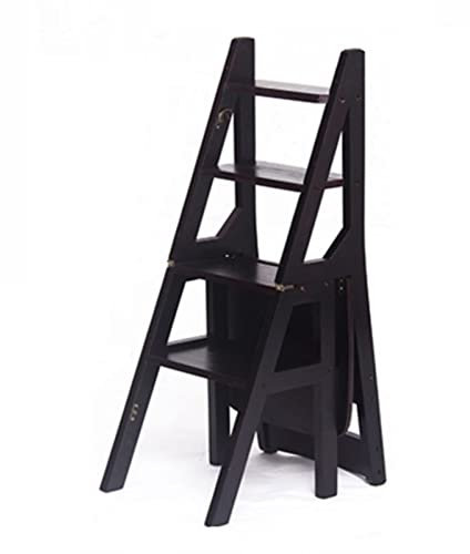 Klappleiter Klappstufen Leiterstuhl Faltleiter Stuhl Holztreppenstuhl, Multifunktions Faltbare Leiter Hocker Regal Blume Rack Tragbare Schuhbank Für Lagerung und Dekoration