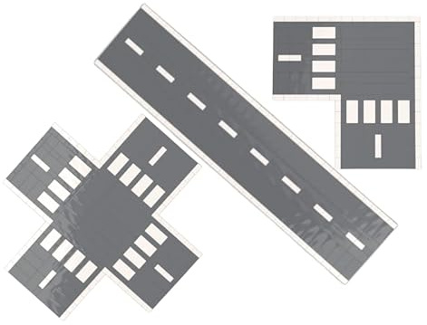 CMC imports Klemmbausteine Straßenplatten Straßen Bausatz Kreuzung Kurve Fliesen Tiles City Stadt 3 vers. Ausführungen (Straßenbausatz 192 TLG.)