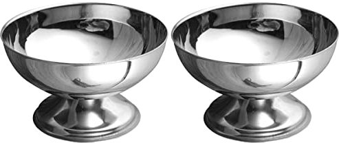 DOITOOL Set di 2 ciotole per gelato, in acciaio inox, con piedino, per dessert, insalata, snack e spezie (10 x 10 cm)