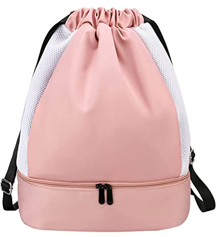 Beutel mit Kordelzug, wasserdicht, Turnrucksack, Sportrucksack, String-Tasche für Schwimmen, Fußball, Reisen, Strand, Gymnastik, Nylon, Turnrucksack, Tasche für Damen und Herren, Yoga-Rucksack, rose