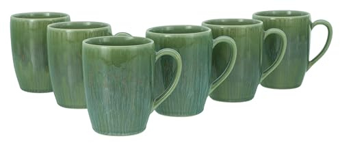 CreaTable, 33087, Serie Sea Breeze, 6-teiliges Geschirrset, Kaffeebecher Set aus Steinzeug, spülmaschinen- und mikrowellengeeignet, Made in Europe