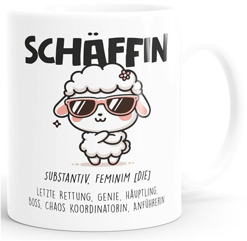 MoonWorks® Tasse Geschenk Chef lustig Schaf Schäffin Geschenkidee Vorgesetzter Weihnachten Geburtstag Abschied Weiss standard