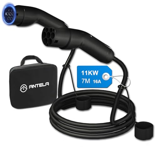 ANTELA Typ 2 Ladekabel 11kW/16A/7M 3-Phasig für EV Elektroautos PHEV mit Tragetasche