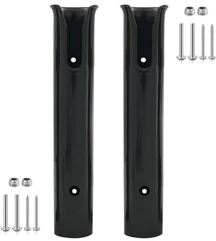 JT-HLM Fishing Rod Holder Bracket Wall Mounted Boat Side Mount Tool Holder Tube Links with Screws 2/3/4/6 Pole Tube (White/Black) (2-Pole Black)