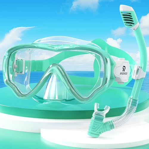 RIOROO Gafas de Buceo para Niños, Gafas de Natación Antiniebla y a Prueba de Fugas, Máscaras de Buceo Nasal Panorámicas de Alta Definición de 180 °, Adecuado para 4-14 niños y niñas