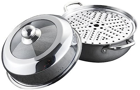 ANSNOW Pentola a Vapore in Acciaio Inossidabile Pentola a Vapore in Acciaio Inossidabile Pentola a Vapore Multifunzionale per Verdure Spremiagrumi a Vapore Pentola a Vapore con Coperchio per Regalo