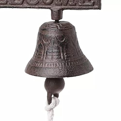 Campana da cena, campana in ghisa per porta d'ingresso, rustica vintage western fattoria gallo gallina porta parete cena cortile campana all'aperto sud-ovest fattoria cowboy cowgirl accento campana