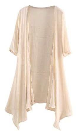 CuLtP Cardigan Lungo A Cascata da Donna Bolero Aperto sul Davanti Coprispalle Top Estivo Leggero Spolverino Cardigan Casual Beach Cover Up Camicetta Cappotto