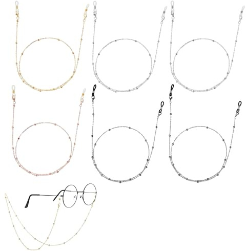 Brillenkette damen,Sonnenbrillen kette,Kette für brille,Brillenkette gold mit rutschfesten ohrhaken(6 Stück)