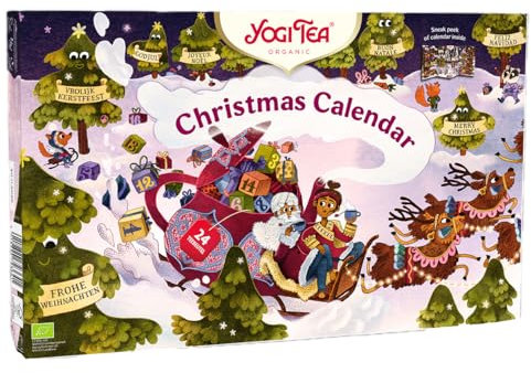 Yogi Tea Adventskalender zum Aufklappen, 2024, Bio-Kräutertee, 24 Tee-Varianten mit 24 Weisheiten, 24 Teebeutel, ideal als Geschenk ohne Schokolade