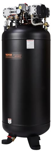VEVOR 80 Gallon Air Compressor, 145PSI Oil Free Stationary Compressor Tank, 6.5HP 15.5SCFM@90 PSI, Quiet Compressor for Industrial Manufacturing, Workshops (220V/60Hz Single-Phase Power)