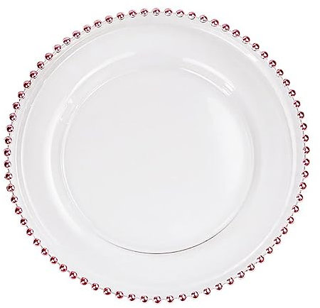 Ciieeo Rose Gold Bead Plate Glass Dinner Tray for Steak Glass Plate and Salad in Western Dining Setup