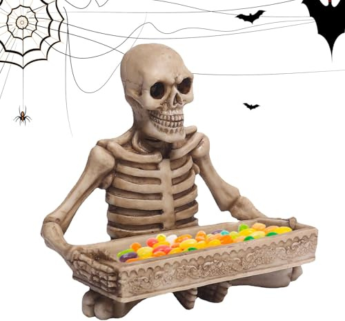 Bol à collation squelette, plat à bonbons squelette | Plateau de service squelette d’Halloween,Plateau de service squelette créatif, bol de décoration d'Halloween, bols d'exposition de nourriture pour