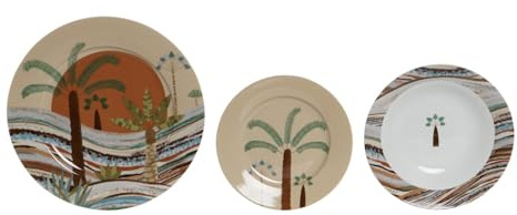 VAJILLA SET 18 PORCELANA 27X27X2 CALIMA TERRACOTA