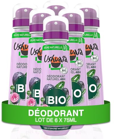 Ushuaïa - Déodorant Brume Naturel 48H - Certifié Bio - Baie d'Açaï du Brésil - lot de 6 x 75ml