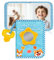 BOHEMIABY Álbum de fotos de bebé de algodón orgánico, con colgante de látex y espejo de seguridad como álbum de recuerdos, 10 x 15 cm, álbum de fotos para niños y niñas (cachorro)