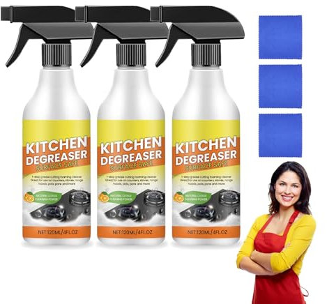 Limpiador de espuma desengrasante de cocina, spray de limpieza desengrasante resistente, apto para superficies de cocina, 120 ml o encimeras, hornos, ollas y sartenes (3)