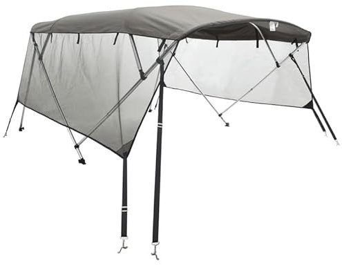 4-Bow Bimini-Top mit Mesh-Seitenteilen für Boote – 243x(170-182) x137 cm – UV-Schutz & Belüftung – Ideal für Segelboote & Motorboote