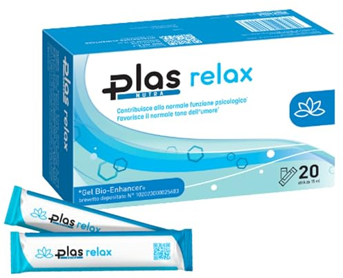 Plas Relax Con Rodiola Rosea Magnesio Gaba e Vitamina B6 Integratori Per Ansia e Stress Ultra Forte 20 stick Gel Made in Italy