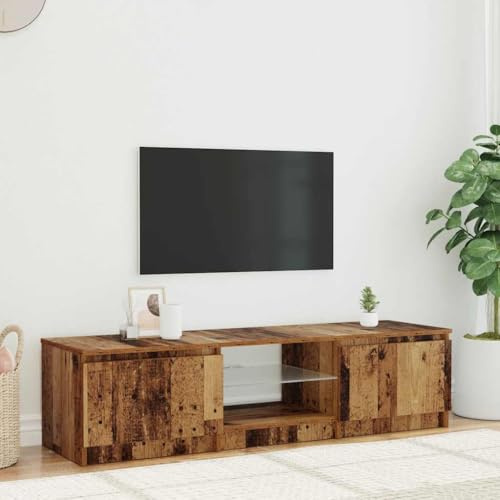 Youuihom TV Lowboard mit RGB LED Beleuchtung 140x40x36 cm Artisan Eiche Massiver Holzwerkstoff Fernsehschrank Modernes Sideboard für Wohnzimmer Schlafzimmer Büro
