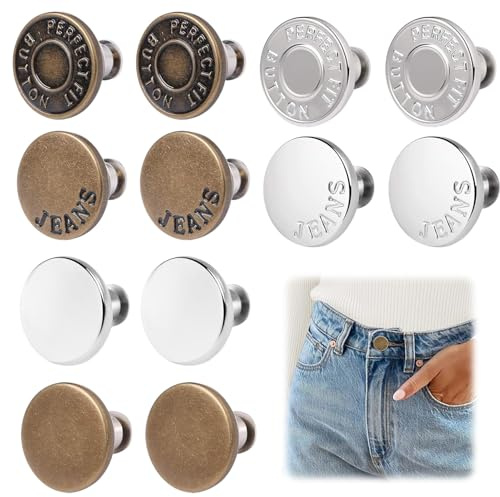 Pulsante Jean 12pcs Kit con fiocco regolabile accessorio ideale per cucire vestiti in denim riparazione e personalizzazione facile pratico per fai da te e progetti di moda