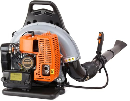 Profi Benzin Laubbläser, 2-Takt 63CC 3,6PS Benzinmotor Laubbläser 6800 RPM Laubbläser Luftgekühlt Laubgebläse Einzylinder Bläser mit Verstellbarer Schultergurt & 1.7L Liter-Kraftstofftank für Terrasse