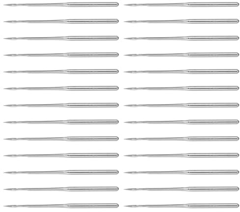 SMASOLO 100 Agujas para Máquina de Coser Industriales y Domésticas Acero Resistente Punta Estándar Tamaño 14 Dbx1 para Cuero Lona Vaqueros y Telas Gruesas Paquete 100 Unidades