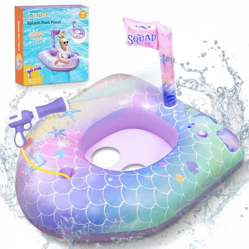 Mermaid Pool Float for Kids with Water Gun, Inflatable Pool Floatie Toy