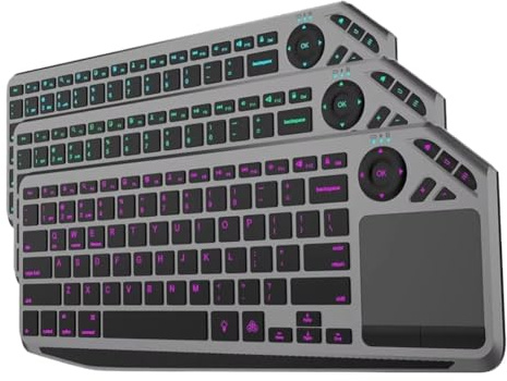 VmugDVoqb Teclado inalámbrico con Panel táctil, Teclado Trackpad Recargable retroiluminado de 7 Colores, 2,4g, Compatible con TV(Spain Layout)