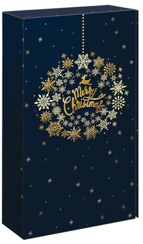 [BOXXCO] 25 Stück Präsentkarton Christmas Ball für 2 x 0,75 l Weinflaschen Geschenkkarton Weinverpackung Weihnachten