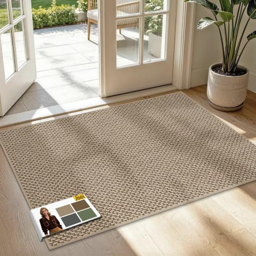 JSEI Fußmatte rutschfest Waschbar, Schmutzfangmatte, 80x120cm, Beige | Fußmatte rutschfest waschbar, Schmutzfangmatte für Eingang Flur Haustür