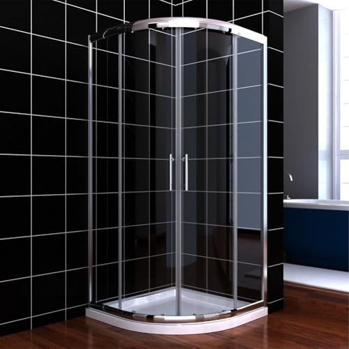 ELEGANT 900 x 900 mm Offset Quadrant Shower Enclosure 6mm Tempered Glass Sliding Glass Cubicle Door for Shower Room Durable Aluminum Alloy Material