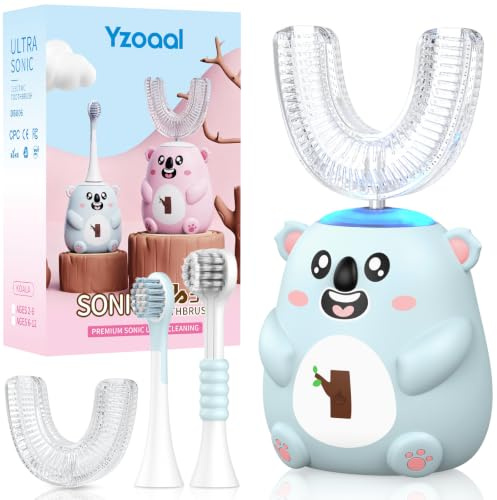 Kids Electric Toothbrush U Shaped, Koala Design,2-6 Age, Grey Blue