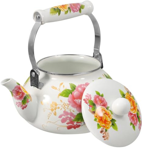 COOPHYA Bollitore per Tè in Smalto da 2,5l con Ampio Beccuccio e Manico Ergonomico, Bollitore Vintage per Uso Domestico e Occasioni come Housewarming o Matrimonio