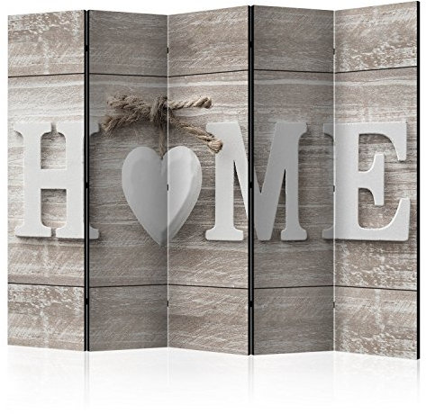 murando Raumteiler Home Holz-Optik Foto Paravent 225x172 cm beidseitig auf Vlies-Leinwand Bedruckt Trennwand Spanische Wand Sichtschutz Raumtrenner Home Office weiß beige m-A-0686-z-c