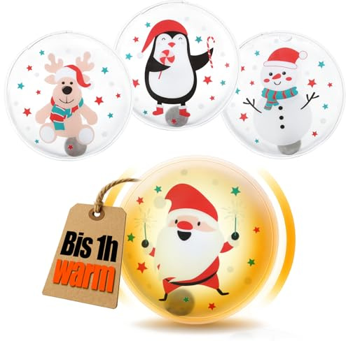 com-four® 4X Taschenwärmer wiederverwendbar, weihnachtliche Handwärmer | Wärmepad für kalte Tage und für unterwegs - Wärmeknickkissen [Auswahl variiert]