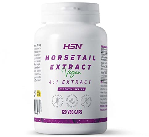 Cola de Caballo 4000 MG - Equisetum arvense - de HSN | 120 Cápsulas Vegetales | Extracto 4x Veces Más Concentrado | No-GMO, Vegano, Sin Gluten