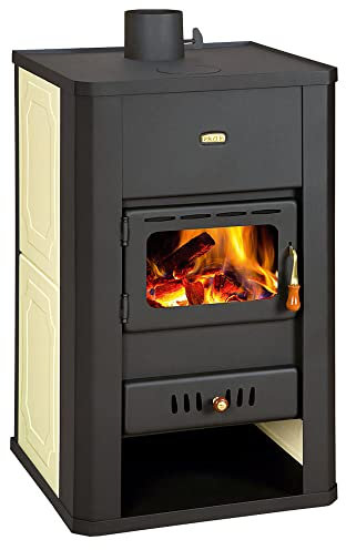 Stufa a legna con retro caldaia camino multi combustibile Prity S3W17 17+5 KW