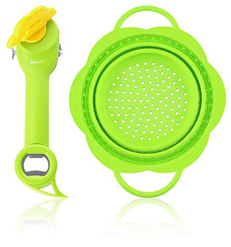 Kochblume Dosenöffner Set L | Dosenöffner, Faltsieb S | in der bunten Box (Limette)