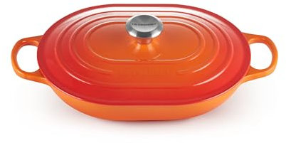 Le Creuset Cacerola alargada de hierro fundido esmaltado Signature con asa auxiliar, para todo tipo de placas y hornos, 31 cm, 3, 4 litros, Volcanico, 21112310902430