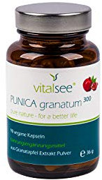 Vitalsee PUNICA granatum 300 Extrakt – 90 vegane Kapseln – Granatapfel-Extrakt (40% Ellagsäure) – glutenfrei, laktosefrei, ohne Zusätze – im Glas