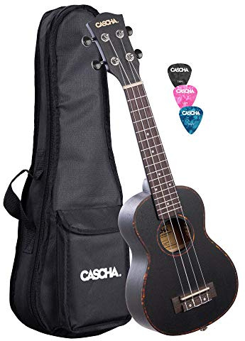 Cascha Premium Konzert Mahagoni Ukulele Set Schwarz