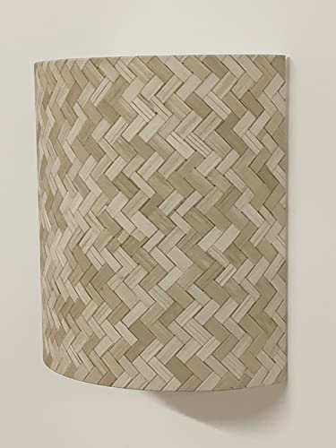 Applique murale motif trompe l'oeil cannage - natte en osier demi cylindre - idée cadeau noël anniversaire fête des mères (demi-lune 25x25 cm)